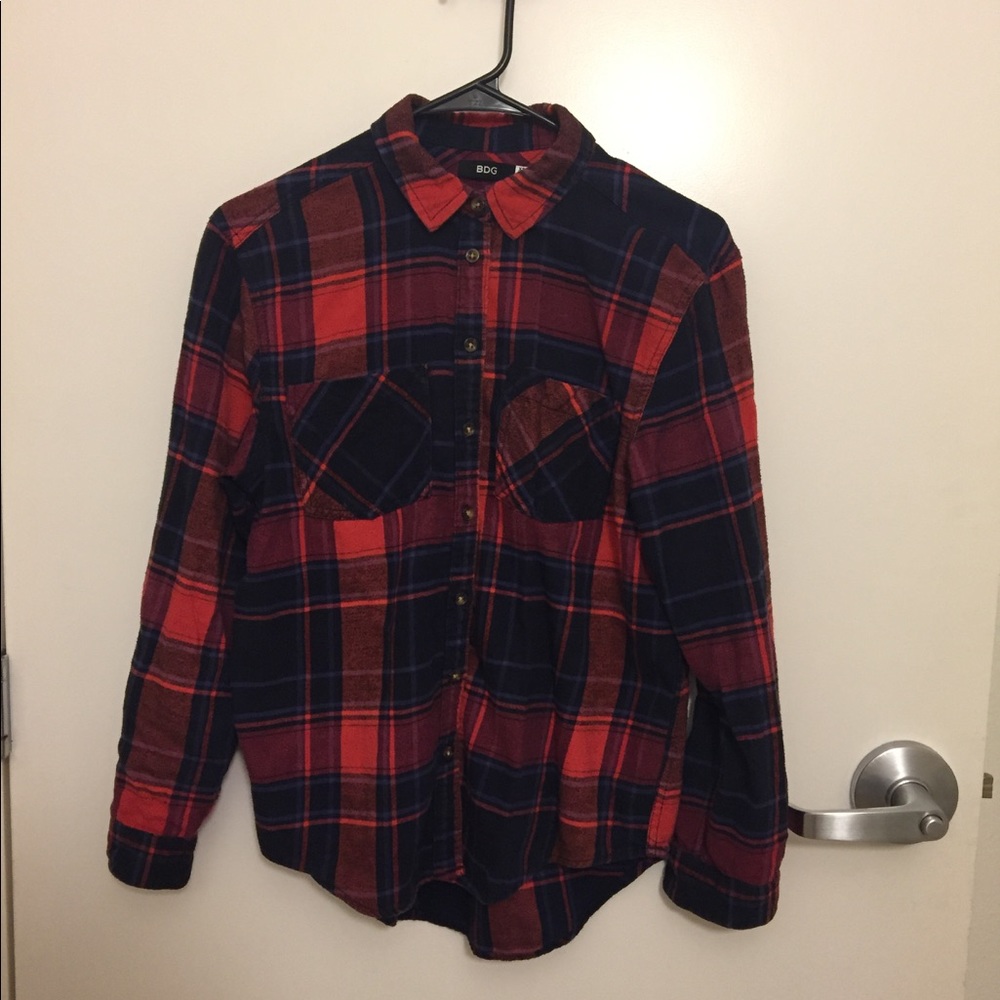 BDG red flannel button down shirt xsmall